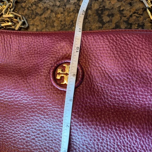 Tory Burch Plum Leather Chain Shoulder Bag - Picture 6 of 10